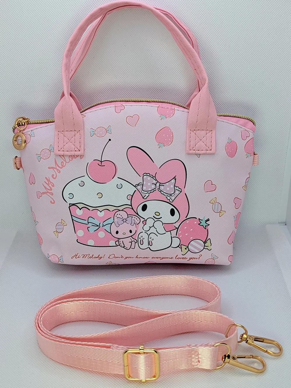 Sanrio My Melody Pink Crossbody Bag with Gold Tone Hardware